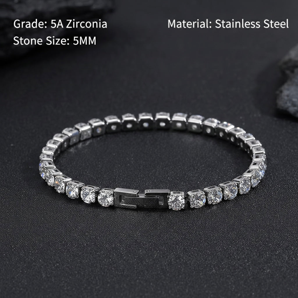 5A Zirconia Tennis Bracelet - 5mm | Stainless Steel
